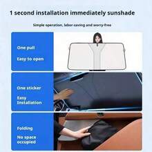 1pc Car Windshield Sun Shade, Silver Coated Non-Transparent, Effective Heat Insulation And UV Protection, Rapid Cooling For Summer Driving - 1 Piece Car Sun Visor - View 6