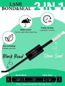 Lashsun 5pcs Eyelash Bond And Seal Waterproof Eyelash Extension Eyelash Cluster Glue, 2-In-1 Eyelash Cluster Eyelash Glue DIY Eyelash Extension At Home (Bonding And Sealing, 10ML) - Black - View 3