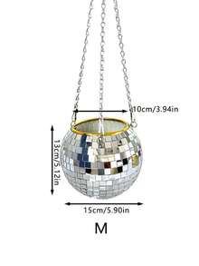 1pc Handmade Disco Style Self-Watering Plastic Desktop Planter Pot With Chain, Fashionable Home Decor - Flowerpot - View 10