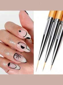 1 Set Nail Art Dotting Pen Kit, Nail Tools Polka Dot Pen, Nail Dotting Pen, Silicone Nail Art Pen Set Pink Handle Dotting Pen, Nail Art Dual-Head Silicone Pen Engraving Pen Gel Brush Nail Art Brush, Nail Art Tools Metal Rod Flower Line Drawing Pen Gold Nail Art Pen Set Striping Brush - Multicolor - View 5