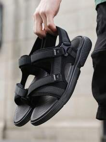 1双男士时尚凉鞋，新款防滑透气鞋，耐磨简约夏季沙滩鞋 - 黑色 - 查看 5