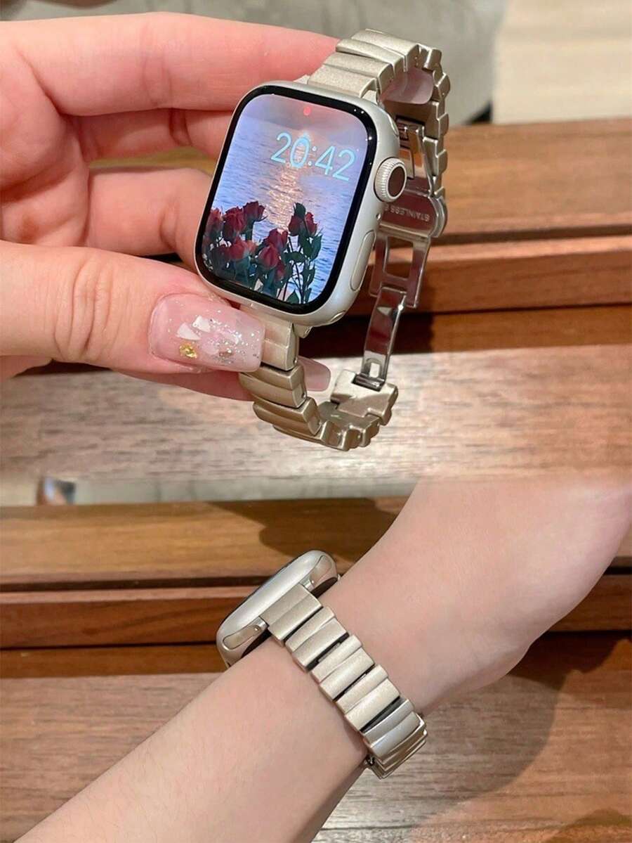 1条不对称金属表带，兼容 42mm、38mm、40mm、41mm、44mm、45mm、46mm、49mm直径，时尚智能手表替换表带，适用于Series Ultra2、Ultra SE2、SE 11、10、9、8、7、6、5、4、3、2、1，男女通用