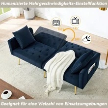 Sofa Bed Mattress - Blue + Velvet - View 8