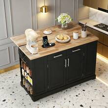 Mobile Storage Islands - Black+Natural + MDF + European - View 1