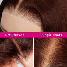 200% 密度 34 英寸 5*5 13*4 波浪卷蕾丝前假发 - 预剪、预拉、预熨烫高清透明蕾丝前假发，无需胶水 - 巴西原生发，预拔毛、预漂白，中分假发，无需胶水 - 耳到耳，无需胶水，无需技巧，波浪卷蕾丝闭合假发，无需胶水 - 4 号巧克力色前额假发，无需胶水编织假发，适合女性日常使用 - 棕色 - 查看 8