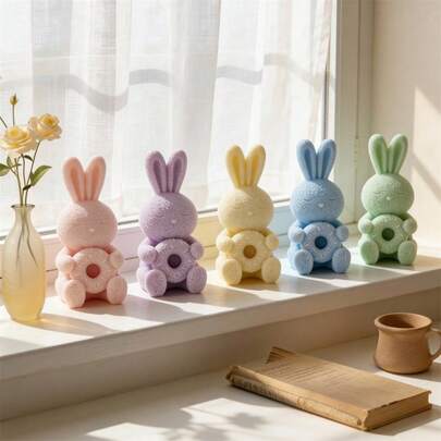 兔子蜡烛硅胶模具 兔子硅胶大豆蜡模具 DIY复活节家居装饰兔子蜡烛模具