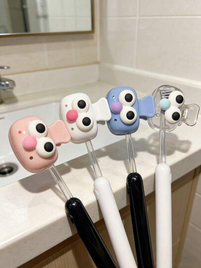 4pcs Cute Glasses Shaped Toothbrush Holder - Dopamine Color Toothbrush Travel Storage Set - Dust-Proof Toothbrush Protective Case, Suitable For Home/Travel