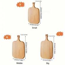 1pc Fashionable Oak Cutting Board - Wooden Kitchen Chopping Board, Stylish Long Handle, Solid Wood, For Fruit/Meat, Cheese, Bread, Vegetables And Produce - Butcher Block - Apricot - View 8