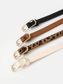 4 Pieces Of Oval Hook Buckle Buckles, Fashionable Decoration, Popular And Versatile, Suitable For Daily Use, Women's Suit Belts Halloween Summer, School Fall, Autumn, Halloween,Halloween,Belts For Women,Western Belt, Youth,Casual, Outdoor, Athletic, Vacation, Graduation Gifts, Birthday, Daily Wear,Women's Belt, Athletic, Travel, Street, Boho, Vintage Fall - 彩色 - 查看 3