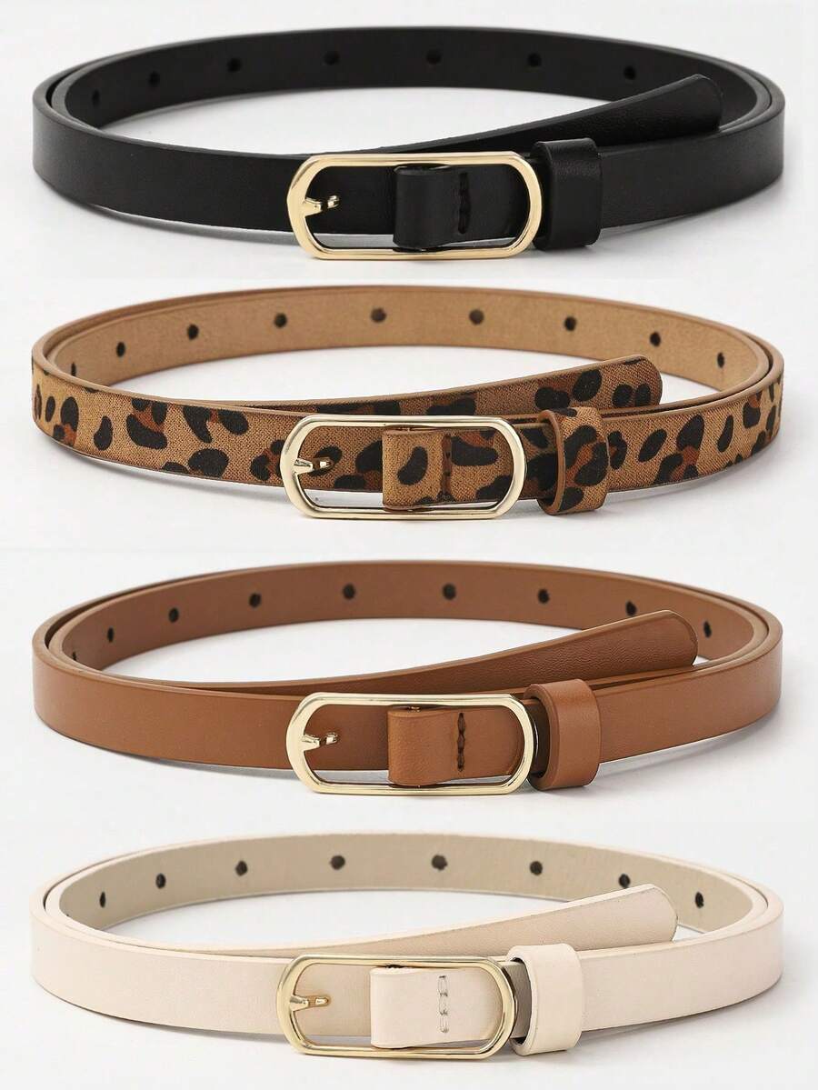 4 Pieces Of Oval Hook Buckle Buckles, Fashionable Decoration, Popular And Versatile, Suitable For Daily Use, Women's Suit Belts Halloween Summer, School Fall, Autumn, Halloween,Halloween,Belts For Women,Western Belt, Youth,Casual, Outdoor, Athletic, Vacation, Graduation Gifts, Birthday, Daily Wear,Women's Belt, Athletic, Travel, Street, Boho, Vintage Fall - 彩色 - 查看 1