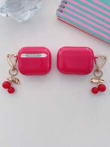1个亮粉色亮面TPU蓝牙耳机保护套，带樱桃吊坠，可爱樱桃设计，兼容 Pro 3、 Pro（第二代）、 3、 Pro、 4，适合日常使用，春季、母亲节、生日、情人节和毕业季送礼佳品，快速发货 - 玫紅色 - 查看 11