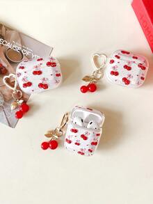 母亲节可爱樱桃耳机套，夏季假期可爱樱桃耳机套，带樱桃吊坠，1个樱桃粉色蝴蝶结印花蓝牙耳机套，加厚透明TPU防摔保护套，少女心形设计蓝牙耳机套，兼容耳塞套，适合少女心爱好者、粉色控、生日及日常使用 - 無色 - 查看 6