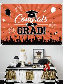 1 tấm phông nền phẳng 2D chủ đề Lễ tốt nghiệp 2026, màu cam và đen với dòng chữ "Chúc mừng tốt nghiệp", hình mũ tốt nghiệp, pháo hoa và bóng bay, thích hợp chụp ảnh tốt nghiệp. Phông nền đa năng trang trí tường, phù hợp cho nhà cửa, văn phòng, ngoài trời, studio, tiệc tùng, quà tặng ngày lễ, đồ dùng cho tiệc tốt nghiệp 2026, quà tặng sum họp gia đình nhân dịp tốt nghiệp, trang trí tường, phông nền chủ đề tốt nghiệp, phụ kiện trang trí tiệc, quà tặng lưu niệm. - Cam đen - Xem 6