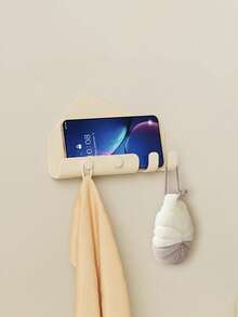 Wall-Mounted Phone Charging Stand With Hook, Seamless Home Use Phone Holder For Living Room & Bedroom, No Drilling Required - Multicolor - View 1