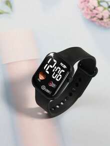 5pcs/Set Boys' Fashion Casual LED Heart-Shaped Digital Display Electronic Watch, Suitable For Boys, Comes With Stylish Bracelet, Necklace, Ring Set, Ideal As Boys' Birthday/Holiday Gift, Suitable For Students, Perfect For Back To School, Parties And Gift Exchange, Great For Valentine's Day And New Year Boys' Gift - Multicolor - View 5