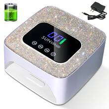 LIMEGIRL Lámpara de uñas UV/LED de 2000mAh con cristales de Rhinestone, secador de gel recargable de curado rápido, grande y brillante de color púrpura, adecuado para el hogar y el salón de uñas, en colores púrpura claro, negro y blanco - Tipo de Enchufe A USA (110-127V) - Ver 11