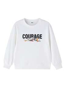 Annil Boys' Crew Neck School Style Sweatshirt, New Spring Fashion Print Casual Sports Base Shirt - White - View 3