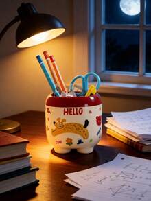 1个可爱卡通铅笔盒（附赠DIY贴纸），美观多隔层塑料笔盒，适合女孩、学生、办公桌使用 - 彩色 - 查看 2