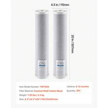 Water Filter Cartridges - Bloc Kohle CTO 115 x 507 mm (2 pièces) - Voir 7
