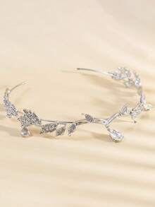 Crystal Leaf Crown Headband With Full Diamond Decoration, Vintage Fairy Princess Style Jewelry, Suitable For Brides - Multicolor - View 6