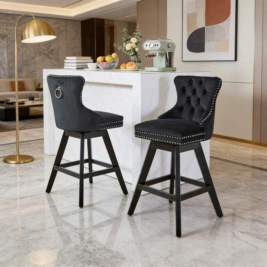 Barstools - Black + Velvet + Foam - View 1