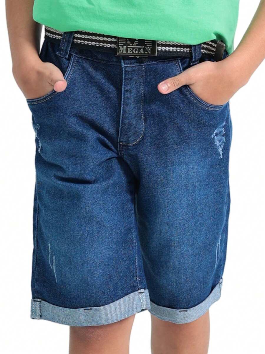 Boys Denim Shorts - Medium Wash - View 1