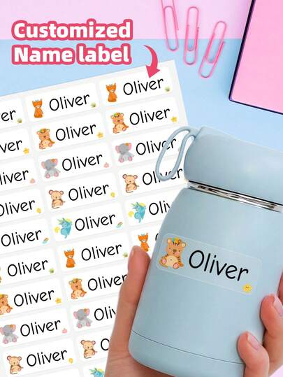 1-360pcs Custom Name Labels, Personalized Stationery Stickers, Cute Animal Stickers, No-Iron Labels, Transparent, Waterproof & Oilproof, Suitable For Dorm Storage, Classroom, Office, Daycare, School Supplies, Home, High-Quality, Cute, Stylish, Durable Labels, Great Gift For Son, Daughter, Teacher, Student, Friend, Family, Classmate, Ideal For Back To School Season, Group Activities, Daily Activities Scrapbook Supplies Funny Stickers Scrapbooking Supplies Kindle