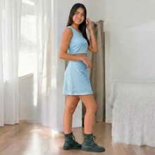 Girls' Junior Set: Cropped Top And Skirt Shorts With Floral Print – Summer Fashion, Lightweight, Modern And Comfortable - 嬰兒藍救濟 - 查看 2