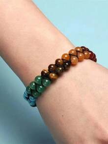 可调节脉轮手链 - 7颗宝石，缓解焦虑，平衡身心，水晶疗愈饰品，适合女孩冥想练习 - 均碼 - 查看 1