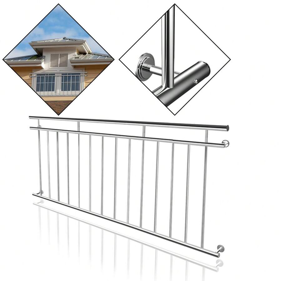 Balustrady balkonowe ze stali nierdzewnej francuskiej, balustrady tarasowe, balustrady, kraty balkonowe do użytku zewnętrznego, kraty okienne - 184*90 cm - Zobacz 1