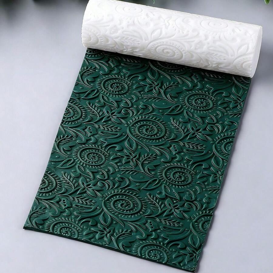 1pc Vintage Vine Pattern Polymer Clay Texture Rolling Pin, Suitable For Making Polymer Clay Earrings, Great For Polymer Clay Texture Boards - GL210 - View 1