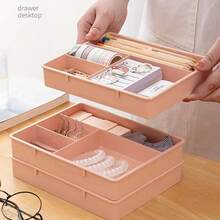 Set de 2 Bandejas de Almacenamiento Multifuncionales para Organizar Cajones, Ideal para Dormitorios Universitarios y Oficinas, Perfectas para Organizar Maquillaje y Cosméticos, Organizador de Escritorio y Cajones para Hogar - Azul - 2 piezas - Ver 2