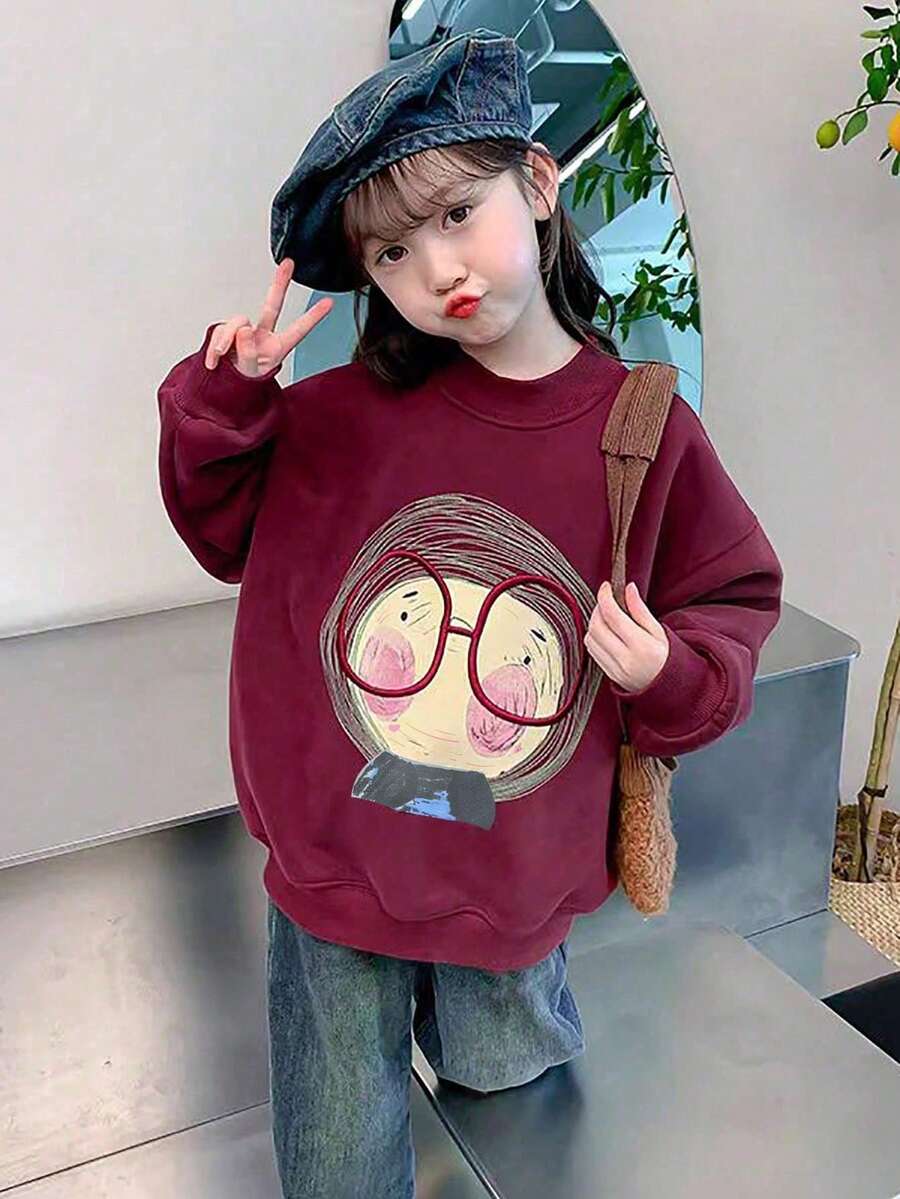 女童运动衫 2024 新款春秋装小女孩长袖时尚幼儿秋季上衣 - 紅色 - 查看 1