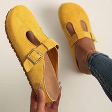 Fashionable And Versatile New Style Women's Slip-On Large Size Women's Shoes With Soft Soles, Comfortable And Non-Tiring Half-Slip - Yellow - View 4