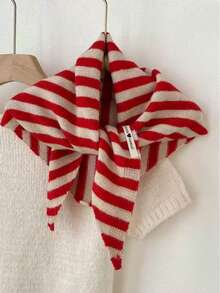 1pc Multifunctional Striped Knit Scarf, Autumn/Winter Triangle Scarf Headscarf Warm Shawl Knit Scarf Face Mask Scarf Dress Scarf - Multicolor - View 11