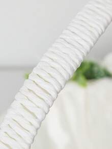 Large White Flower Girl Basket With Satin Ribbon Bow, Suitable For Flower Girl Use In Weddings - 1PC - View 9