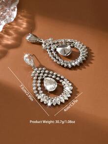 2对银白色、藏蓝色、黑色水晶流苏耳环，女士个性街头风水滴形吊坠耳环 - MS451 - 查看 11