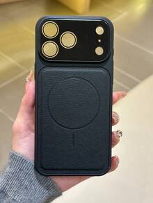 1 件装拼接绗缝荔枝纹 PU 皮革磁吸无线充电手机壳，简约纯黑色手机保护套，适用于 17 Pro Max、17 Pro、17 Air、16 Pro Max、16 Pro、16 Plus、16、15 Pro Max、15 Pro、15 Plus、15、14 Pro Max、14 Pro、14 Plus、14、13 Pro Max、13 Pro、13、12 Pro Max、12 Pro、12、11 Pro Max、11 - 黑色 - 查看 4