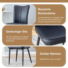 Dining Table & Chair Sets - Brown+Black+Glass+Metal+PU Leather+Seats 2 - View 4