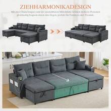 Sofa Bed Set - Dark Gray + Linen + Foam + 4 Seat - View 6