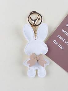 1pc Cute Versatile Cartoon Rabbit Bow PU Keychain Accessory, Portable Bag Charm, Suitable For Easter, Car/Office/Travel, Perfect Gift For Friends - Multicolor - View 12