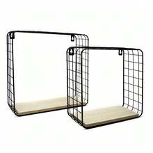 OISE ART STORE 2 Mensole Da Parete Moderne Design Cubo Mensola Scaffale Legno Metallo Nero - - Multicolore - Visualizzare 1