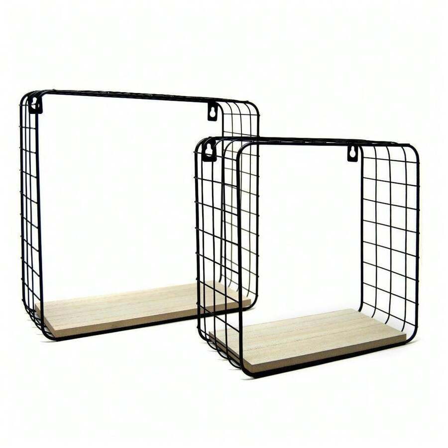 OISE ART STORE 2 Mensole Da Parete Moderne Design Cubo Mensola Scaffale Legno Metallo Nero - - Multicolore - Visualizzare 1