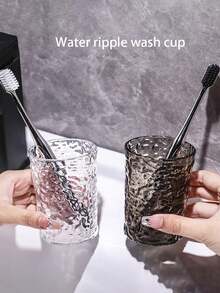 2 piezas Taza de enjuague bucal transparente con textura de glaciar, atractiva para parejas, para cepillado de dientes, de vuelta a la escuela - multicolor - Ver 6