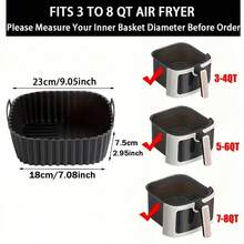 方形空气炸锅内衬垫 | 加厚硅胶烘焙垫托盘，不粘，易清洁，适用于 3-8 夸脱空气炸锅 - 彩色 - 查看 10