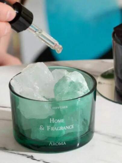 1个简约高品质水晶香薰石，配玻璃杯，香薰石扩香器，理想的新家装饰礼物，适合送给母亲和女性，芳香疗法，室内香氛，扩香器，礼品，家居装饰