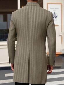 Men's Winter Coat Trench Peacoat Classic Notched Collar Overcoat Suits For Men Jackets And Coats Double Breasted Top Jacket - 卡其色 - 查看 2