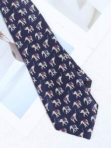 1条男士时尚大象图案藏蓝色丝滑密织宽领带，适合派对、旅行、招待、休闲、日常、学校、宴会、舞台搭配等场合。 - 彩色 - 查看 4