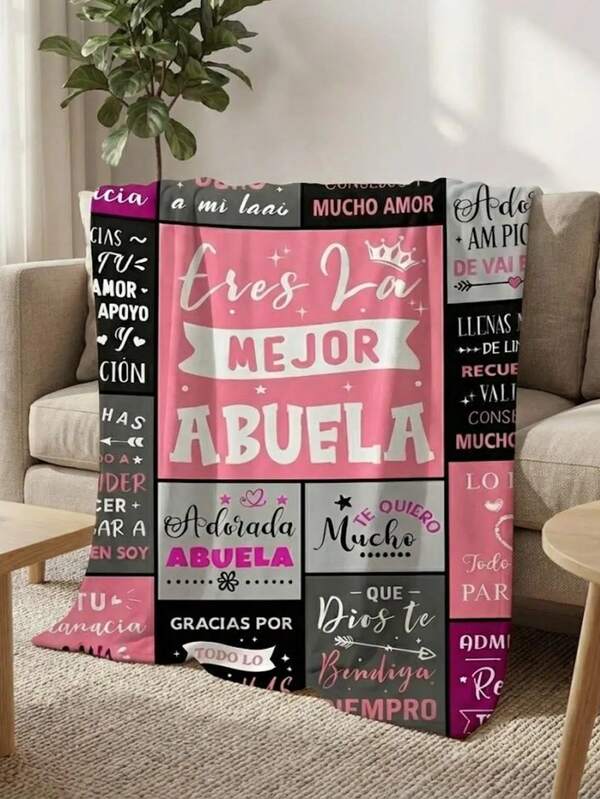 Abuela Blanket Gift, Spanish Grandma Throw Blanket, Best Abuela Ever, Cozy Family Love Blanket, Birthday Mothers Day Gift Estampado Contemporáneo, Manta de Franela Acogedora con Ilustración Fantástica Vibrante, Súper Suave y Cálida, Ideal para Acurrucarse en el Sofá o como Colcha Decorativa, Diseño Único con Estampado, Excelente Idea de Regalo