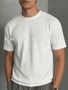 男士休闲日常短袖棉质针织衬衫，适合夏季通勤和居家穿着 - 白色 - 查看 5